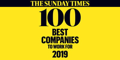 The Sunday Times 100 Best Companies to Work For 2019 award logo